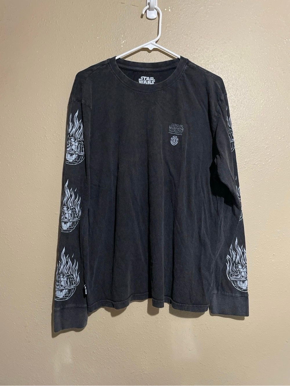 Star Wars x Element Death Star Graphic Black Long Sleeve T-Shirt Adult XL